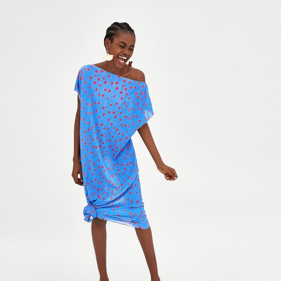 polka dot dress zara blue